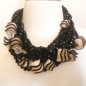 Angela Caputi Multi Strand Black & Pale Pink Acrylic Beads Necklace